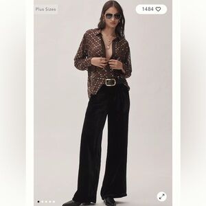 NWT Anthropologie Black Velvet Wide Leg Pants